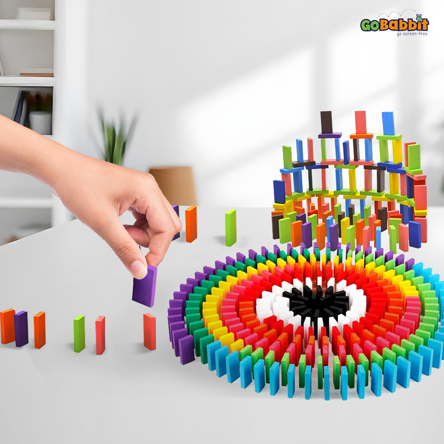 Multicolor wooden Domino Block set for kids age 18+ months - Fun and Educational Game