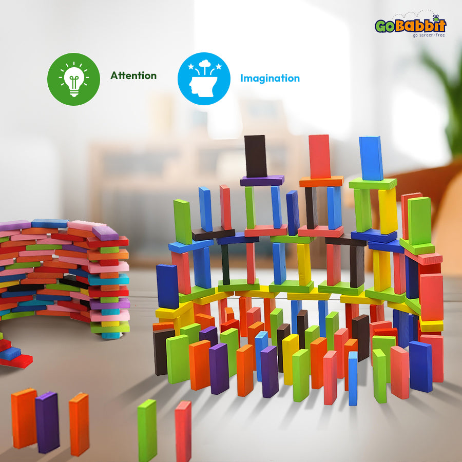 Multicolor wooden Domino Block set for kids age 18+ months - Fun and Educational Game