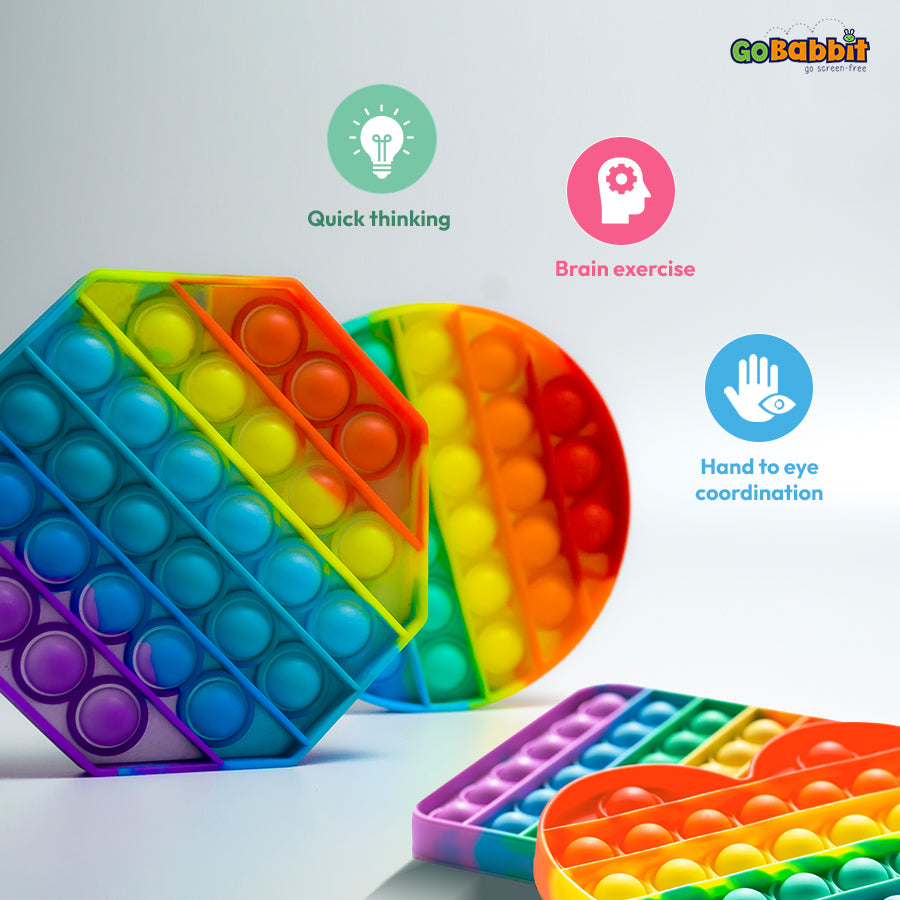 Attractive rainbow pop it fidget toy for kids age 3+ - Fun and satisfying toy for both kids and adults to relieve stress.