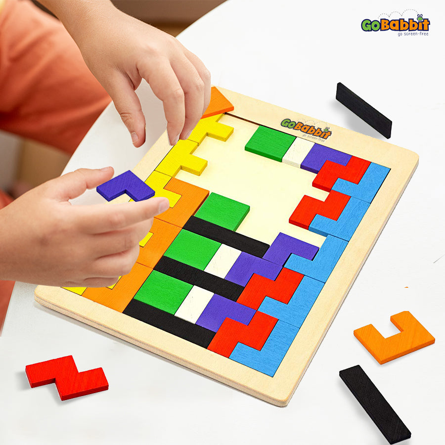 Wooden Tetris Puzzle game for Kids age 3+ years Brain Teasers Educational Gifts